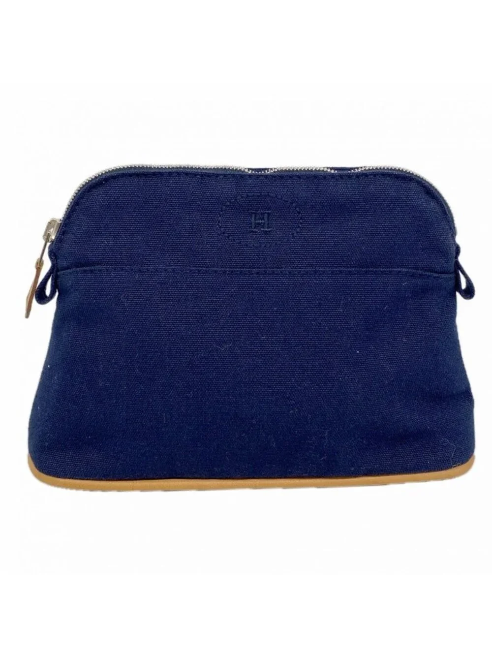 Hermes Pouch Bolide Canvas Navy Silver